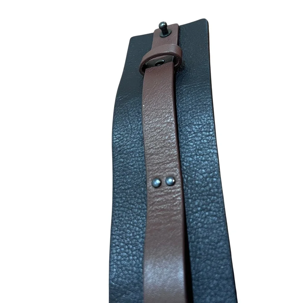 Eileen‎ Fisher Belt Womens Black Brown Leather Wide-Waist Studded Size XS